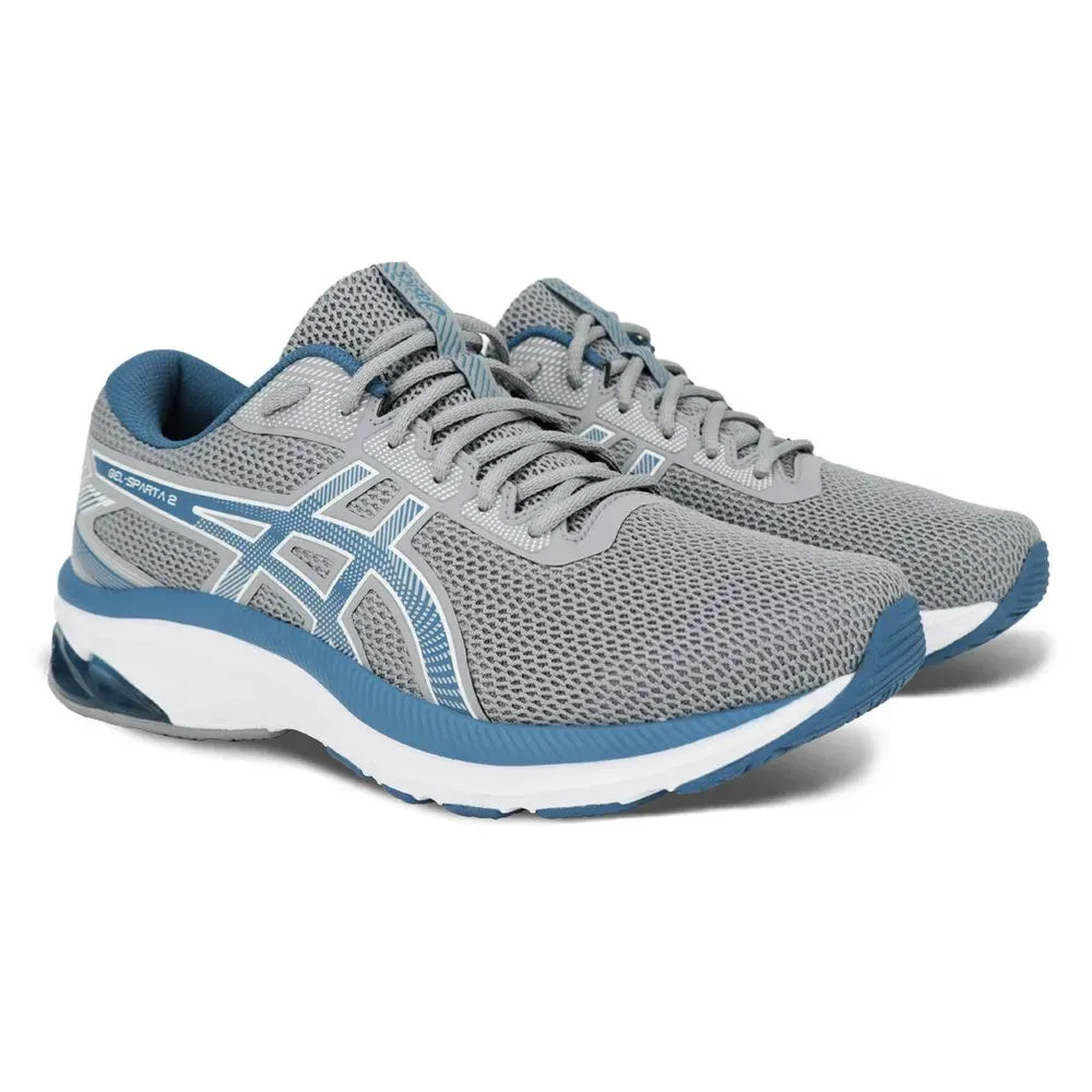 Tênis de corrida masculino Asics Gel-Sparta 2 em cinza e azul para ajuste perfeito